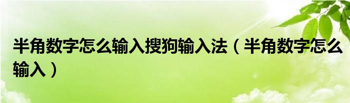 半角数字怎么输入(半角数字怎么输入搜狗输入法)