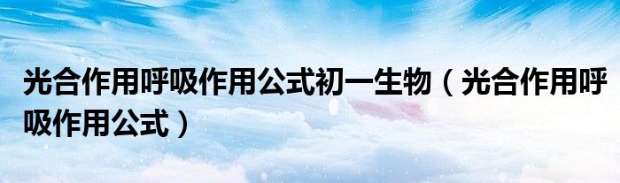 光合作用呼吸作用公式(光合作用呼吸作用公式初一生物)