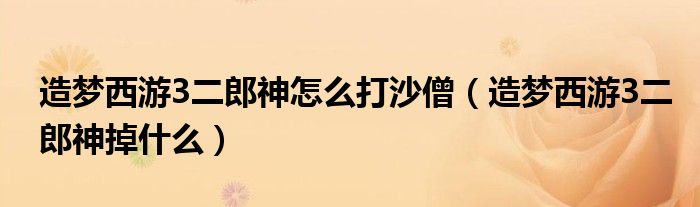 造梦西游3二郎神掉什么(造梦西游3二郎神怎么打沙僧)