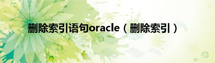 删除索引(删除索引语句oracle)