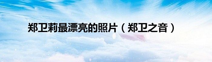 郑卫之音(郑卫莉最漂亮的照片)