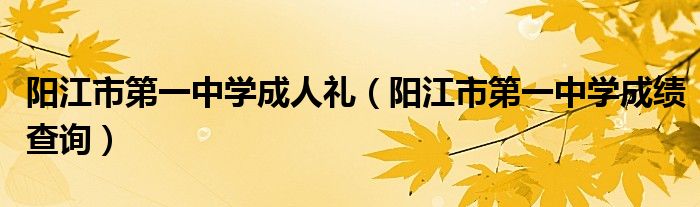 阳江市第一中学成绩查询(阳江市第一中学成人礼)