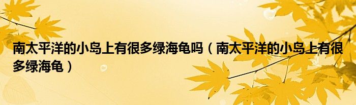 南太平洋的小岛上有很多绿海龟(南太平洋的小岛上有很多绿海龟吗)