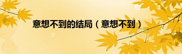意想不到(意想不到的结局)