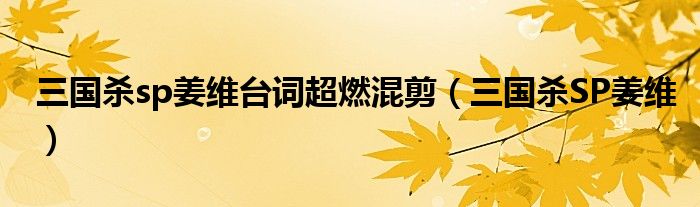 三国杀SP姜维(三国杀sp姜维台词超燃混剪)
