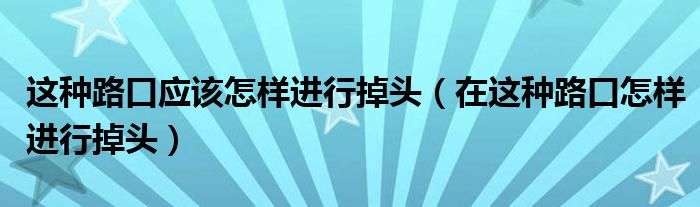 在这种路口怎样进行掉头(这种路口应该怎样进行掉头)
