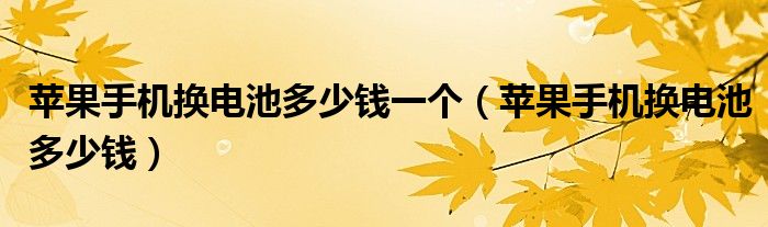 苹果手机换电池多少钱(苹果手机换电池多少钱一个)