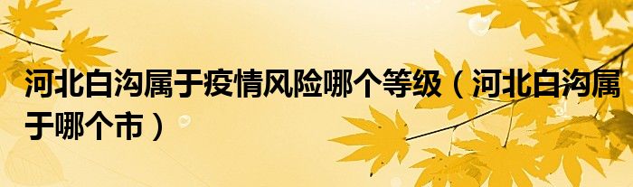 河北白沟属于哪个市(河北白沟属于疫情风险哪个等级)