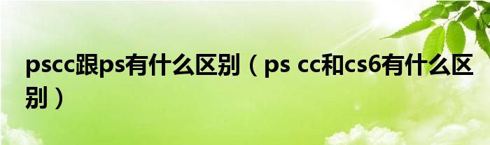 ps cc和cs6有什么区别(pscc跟ps有什么区别)