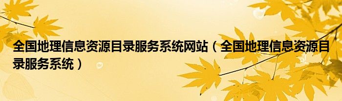全国地理信息资源目录服务系统(全国地理信息资源目录服务系统网站)
