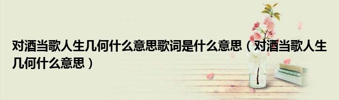 对酒当歌人生几何什么意思(对酒当歌人生几何什么意思歌词是什么意思)