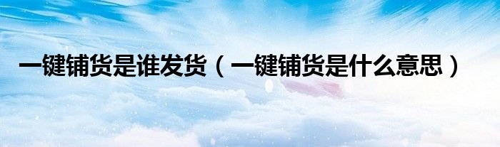 一键铺货是什么意思(一键铺货是谁发货)