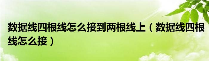 数据线四根线怎么接(数据线四根线怎么接到两根线上)