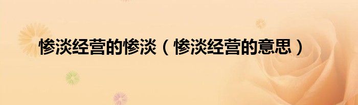 惨淡经营的意思(惨淡经营的惨淡)