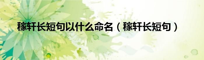 稼轩长短句(稼轩长短句以什么命名)