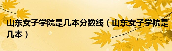 山东女子学院是几本(山东女子学院是几本分数线)