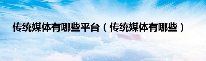 传统媒体有哪些(传统媒体有哪些平台)