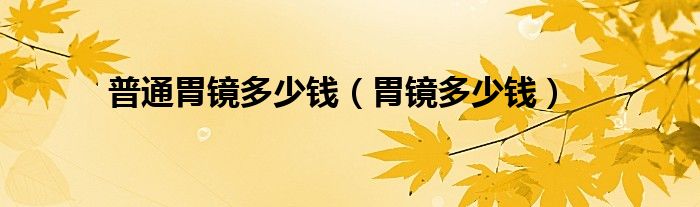 胃镜多少钱(普通胃镜多少钱)