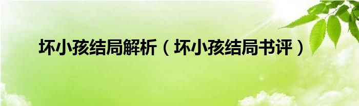 坏小孩结局书评(坏小孩结局解析)