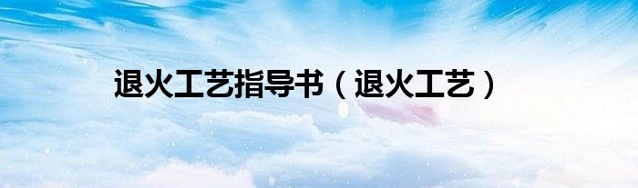 退火工艺(退火工艺指导书)