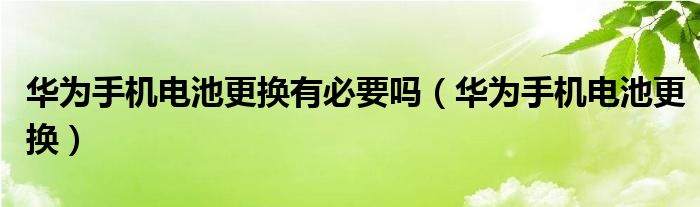 华为手机电池更换(华为手机电池更换有必要吗)