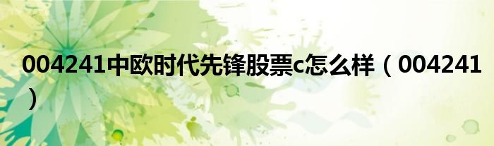 004241(004241中欧时代先锋股票c怎么样)