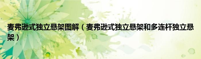 麦弗逊式独立悬架和多连杆独立悬架(麦弗逊式独立悬架图解)