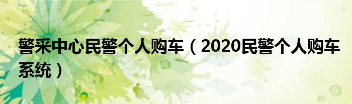 2020民警个人购车系统(警采中心民警个人购车)