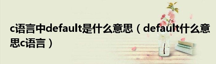 default什么意思c语言(c语言中default是什么意思)