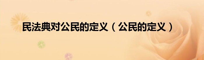公民的定义(民法典对公民的定义)