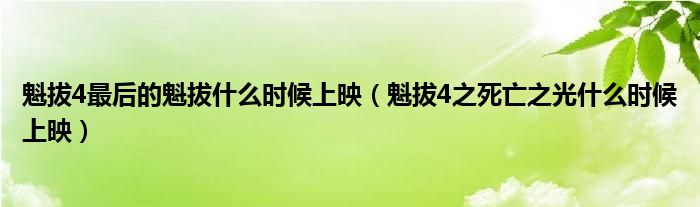魁拔4之死亡之光什么时候上映(魁拔4最后的魁拔什么时候上映)