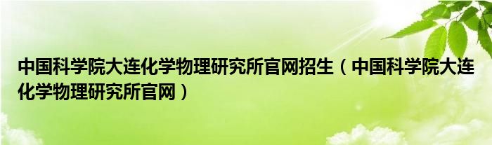 中国科学院大连化学物理研究所官网(中国科学院大连化学物理研究所官网招生)