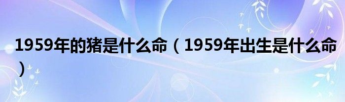 1959年出生是什么命(1959年的猪是什么命)