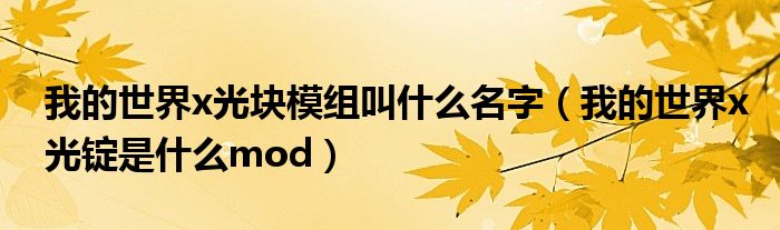 我的世界x光锭是什么mod(我的世界x光块模组叫什么名字)