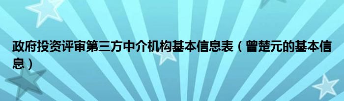 曾楚元的基本信息(政府投资评审第三方中介机构基本信息表)