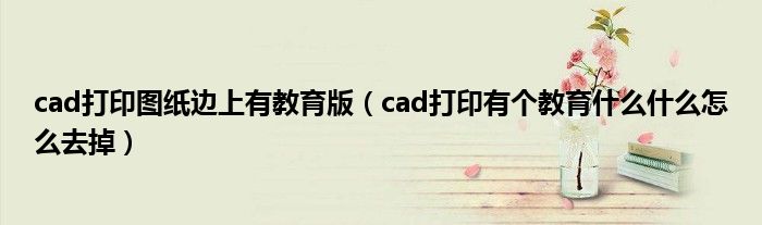 cad打印有个教育什么什么怎么去掉(cad打印图纸边上有教育版)