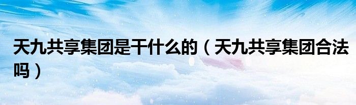 天九共享集团合法吗(天九共享集团是干什么的)