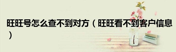 旺旺看不到客户信息(旺旺号怎么查不到对方)