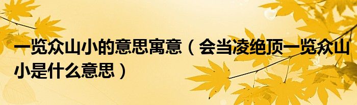 会当凌绝顶一览众山小是什么意思(一览众山小的意思寓意)