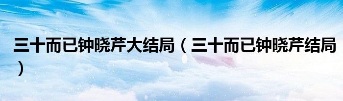 三十而已钟晓芹结局(三十而已钟晓芹大结局)