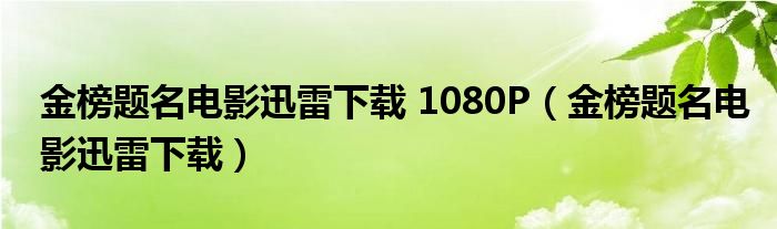 金榜题名电影迅雷下载(金榜题名电影迅雷下载 1080P)