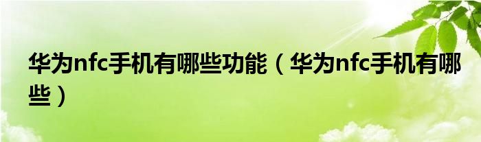 华为nfc手机有哪些(华为nfc手机有哪些功能)