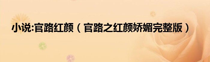 官路之红颜娇媚完整版(小说:官路红颜)
