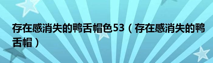 存在感消失的鸭舌帽(存在感消失的鸭舌帽色53)
