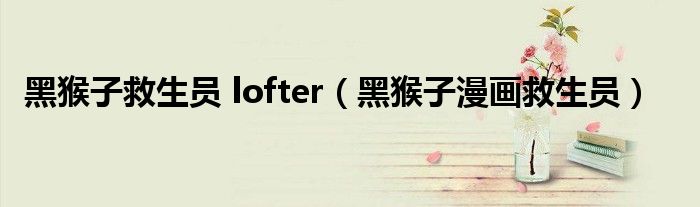 黑猴子漫画救生员(黑猴子救生员 lofter)
