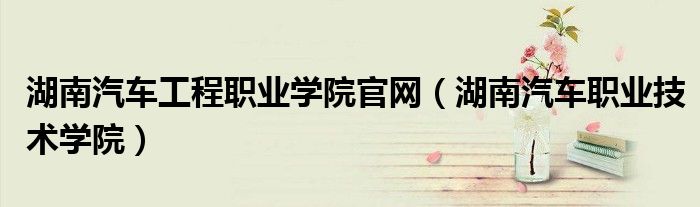 湖南汽车职业技术学院(湖南汽车工程职业学院官网)