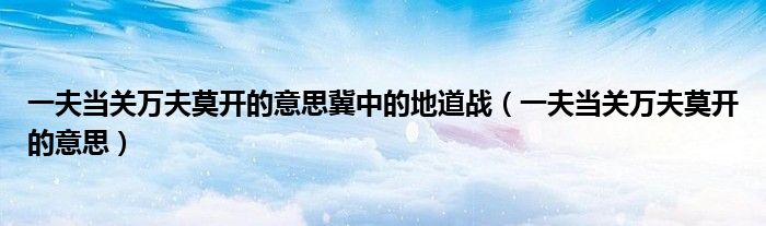 一夫当关万夫莫开的意思(一夫当关万夫莫开的意思冀中的地道战)