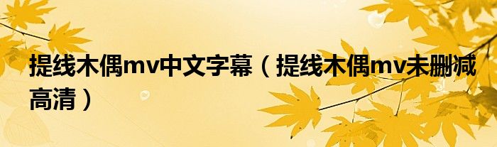 提线木偶mv未删减高清(提线木偶mv中文字幕)