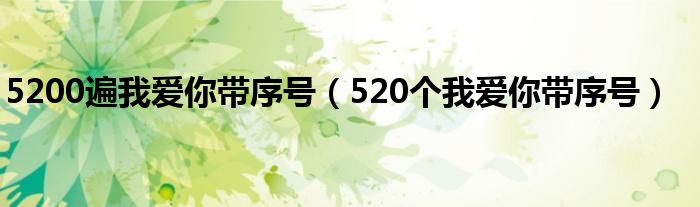 520个我爱你带序号(5200遍我爱你带序号)