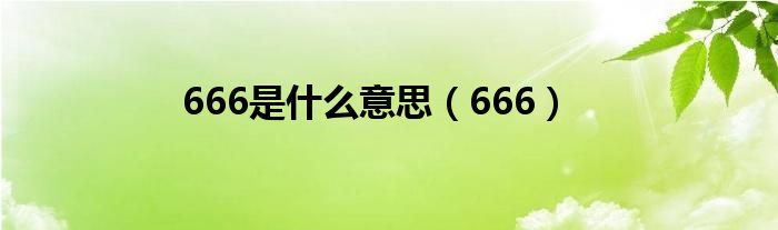 666(666是什么意思)